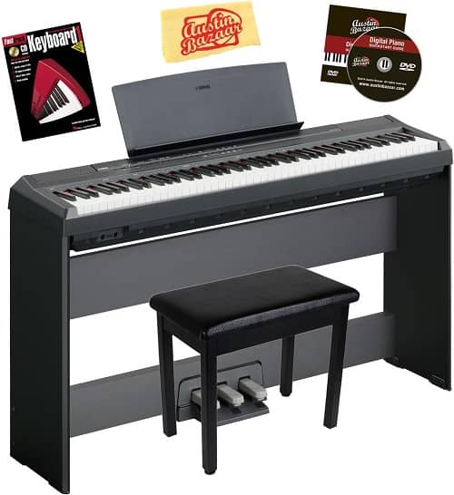 Yamaha P-105 Digital Piano Bundle with Gearlux Furniture-Style Bench